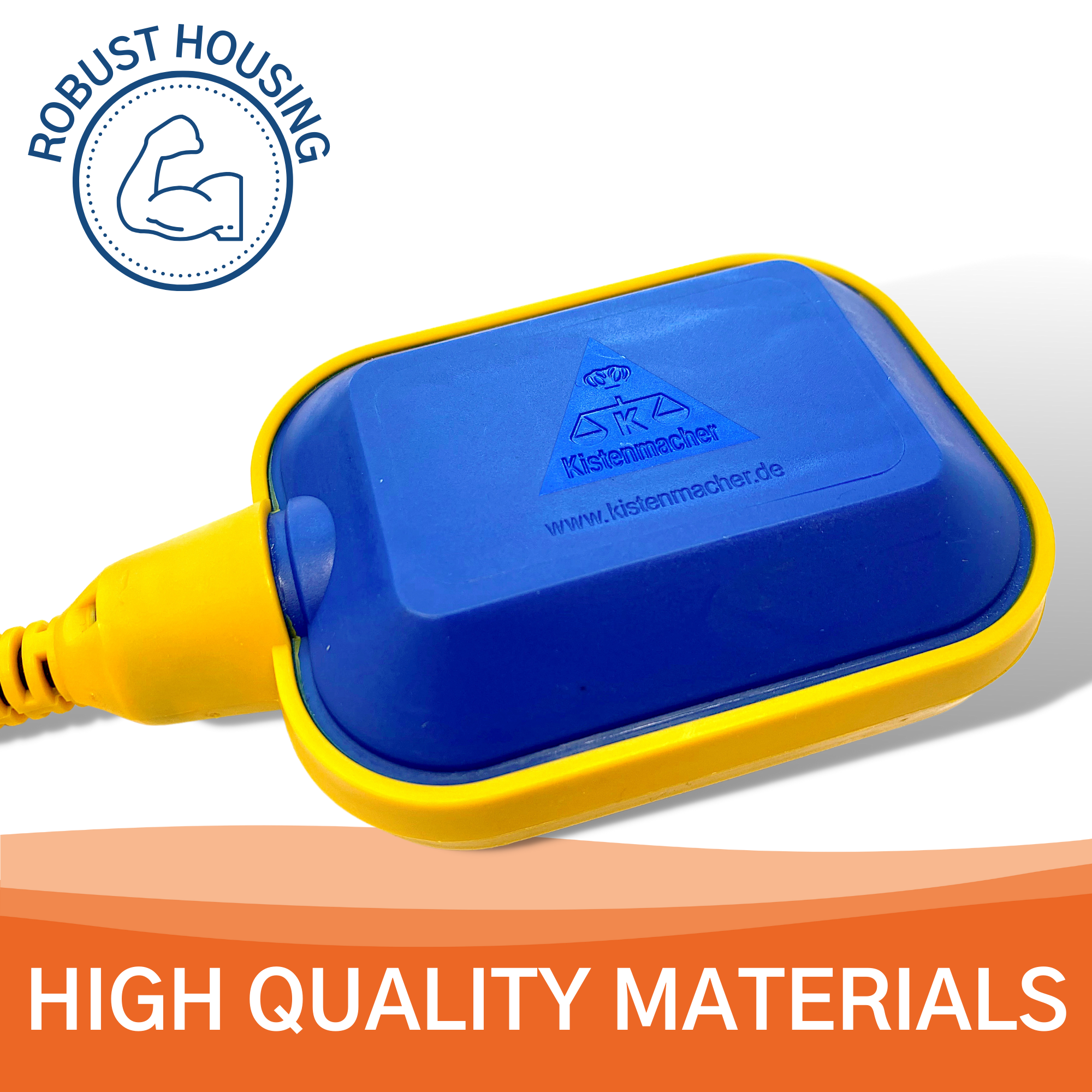 KISTENMACHER Float Switch (2 Meter cable), 16(8)A / 250 V, for handling of water tanks and water pumps