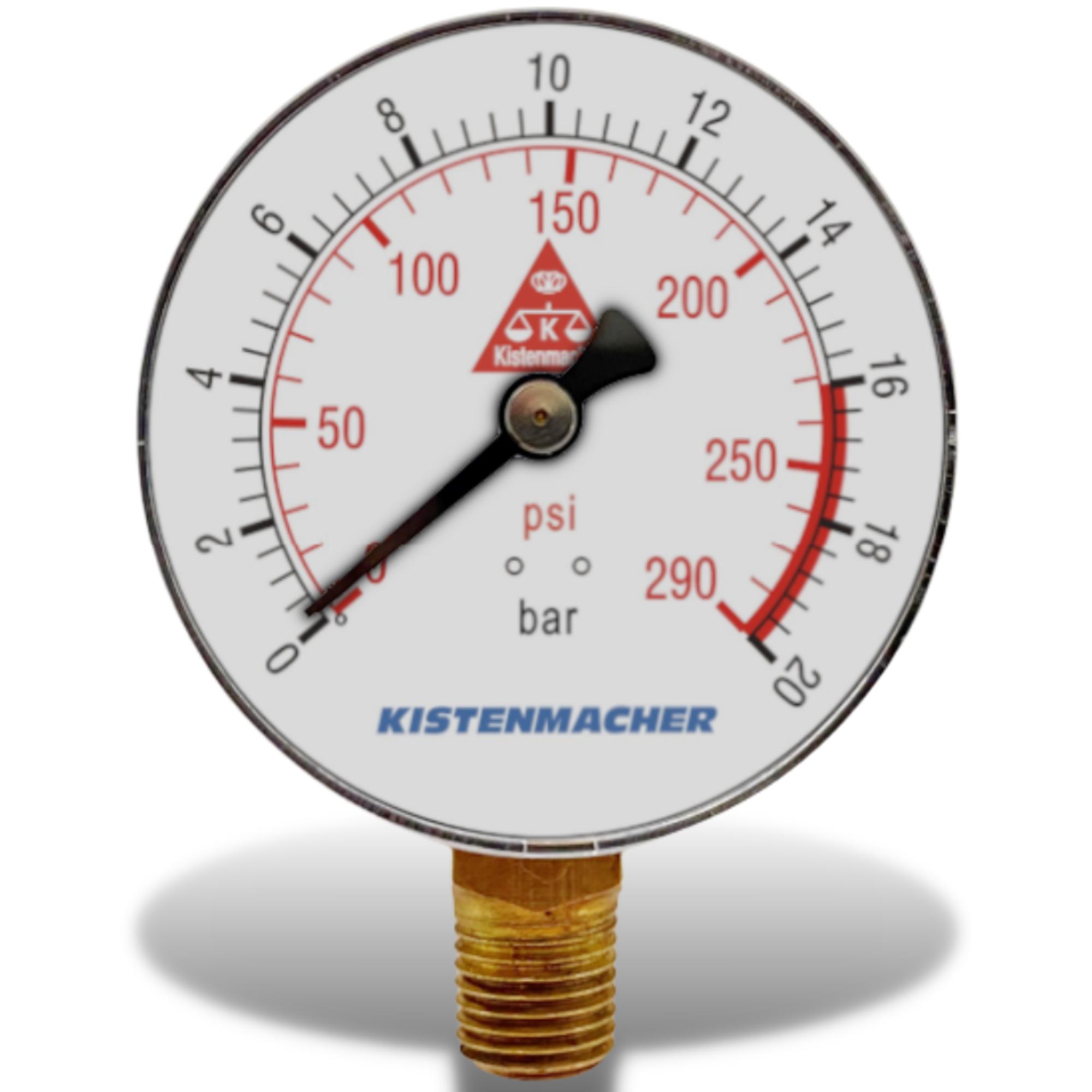 KISTENMACHER Pressure Gauge 0-20 bar (0-290 psi), 63mm housing